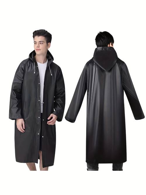 1pc thickened windproof and rainproof full coverage hooded raincoat adjustable hood with zipper windproof jacket suitable for travel and commuting outdoor raincoat raincoat commuter raincoat functional pockets