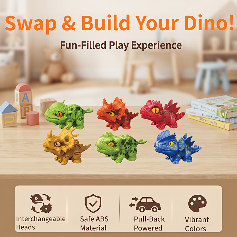 Assembly Dinosaur Scooter, Interchangeable Head Mini Dinosaur Model Toy