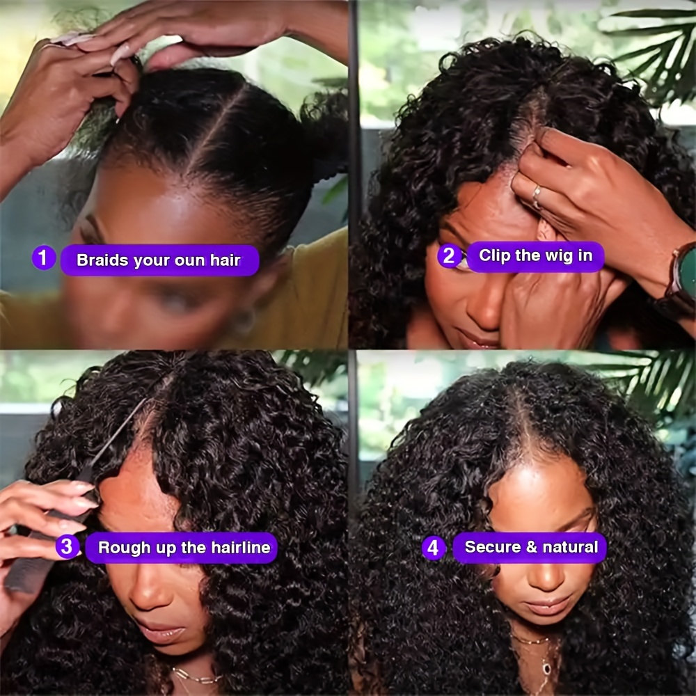 Water Wave V Part Human Hair Wig Women Curly V Part Wig No Temu