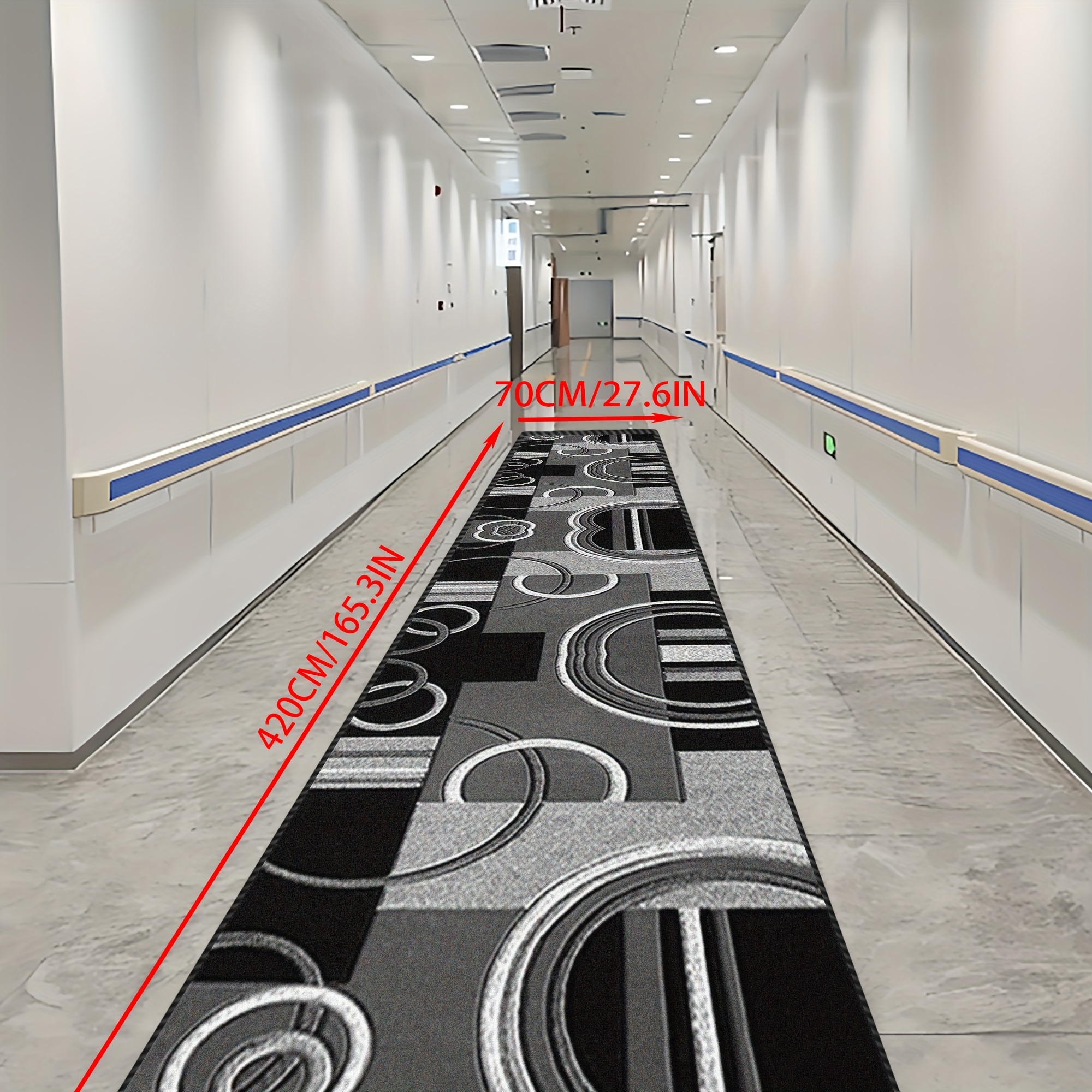 TEMU 1pc Rectangular Polyester Carpet | Geometric Pattern, Bonded Pile, Machine Washable, Ideal For Living Room And Office Use, Christmas Gift