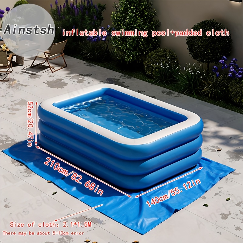 Large Inflatable Pool with Cover Mat for Backyard Relaxation