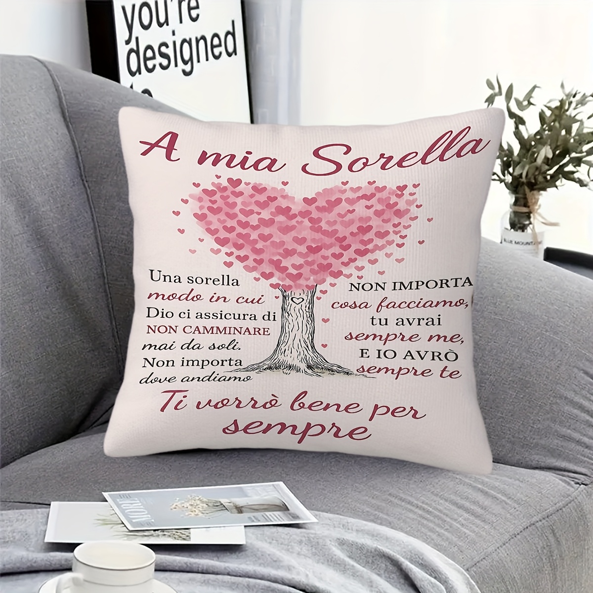 TEMU 1pz, Cuscino Albero per Sorella, in Peluche Corta con Stampa Unilaterale, Senza Inserimento. Perfetta per Decorare Divani, Camere da Letto, Com簷