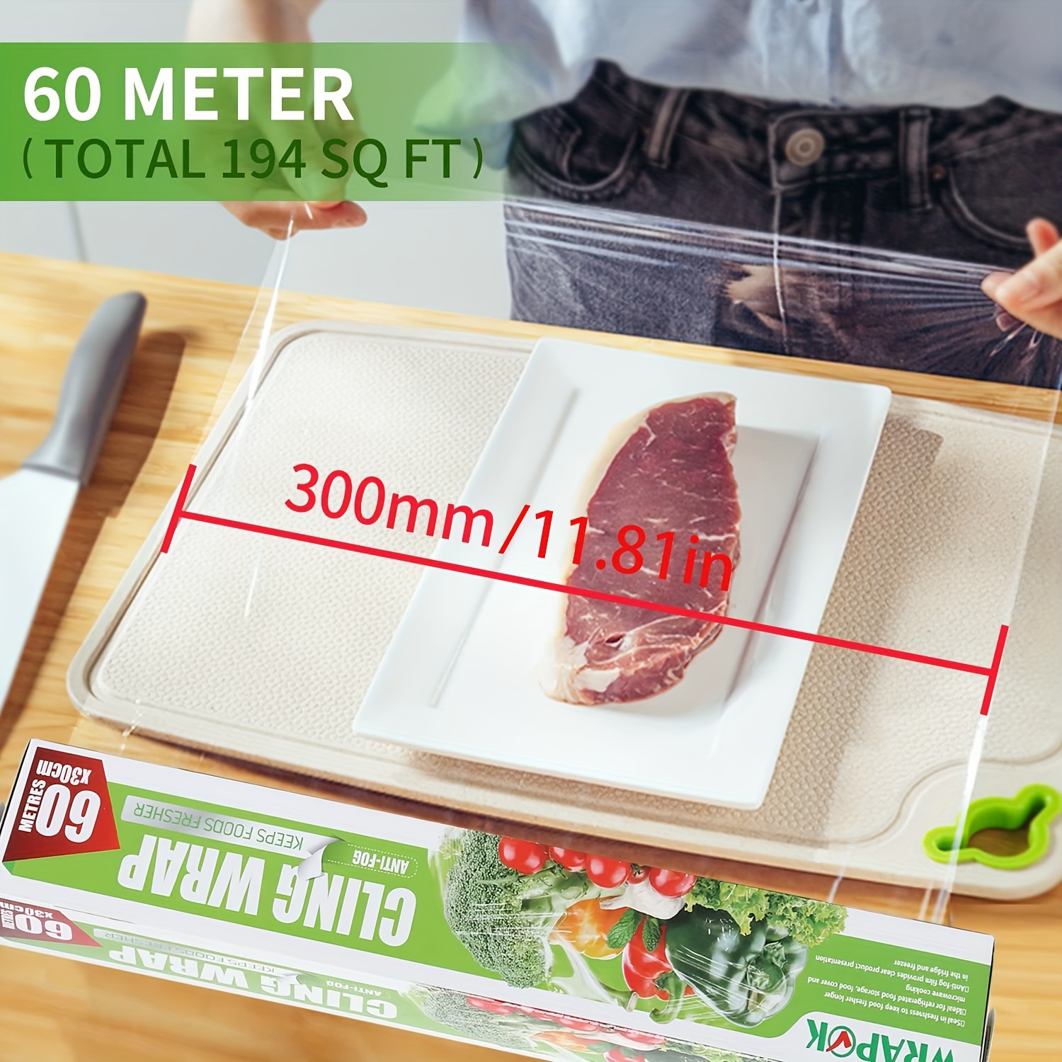 TEMU Catering Cling Film | 300meter Pe Plastic Wrap | Plastic Food Wrap | Easy To Cut | For Microwave & Refrigerator Use | Fresh-locking And