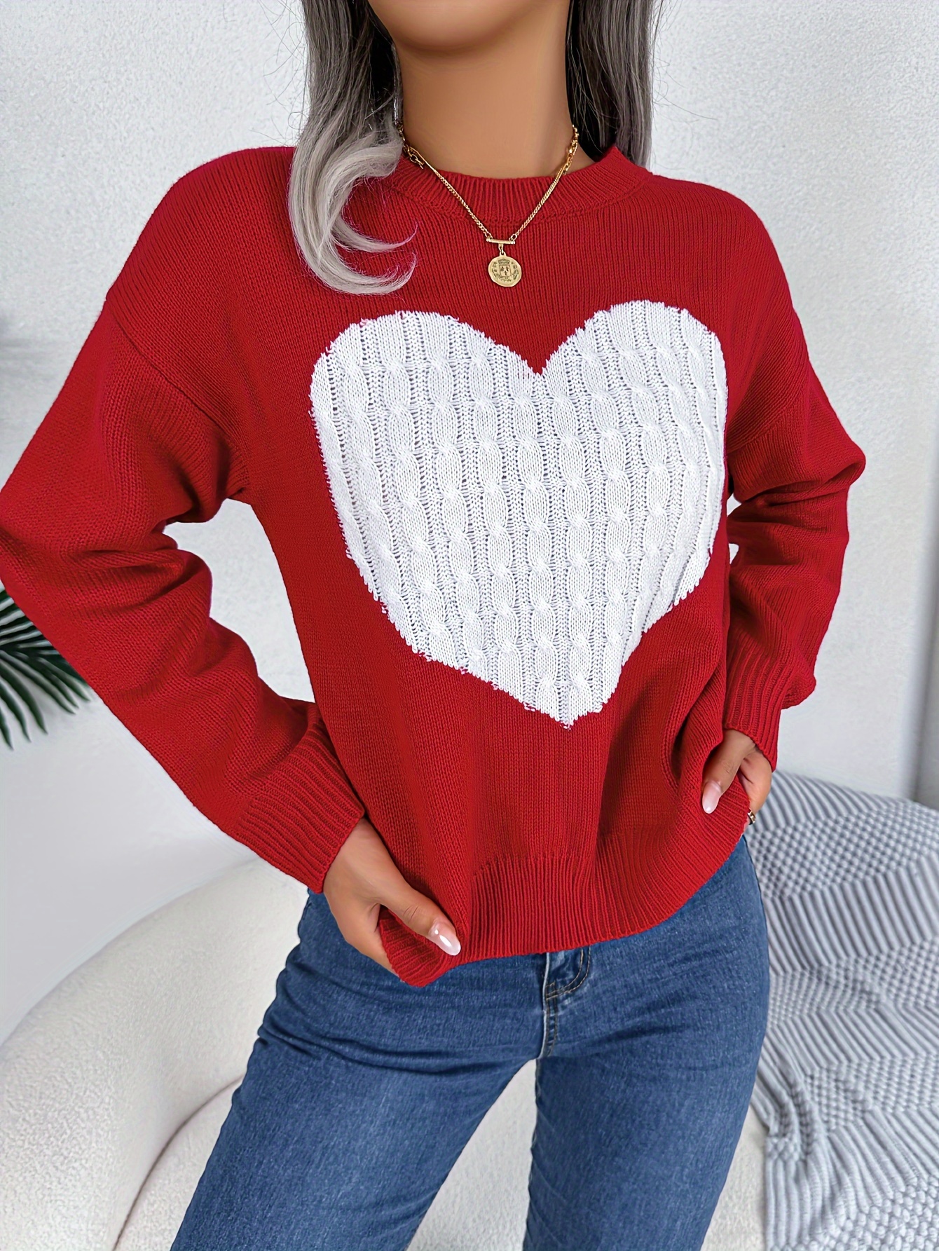 Heart on sale knit sweater