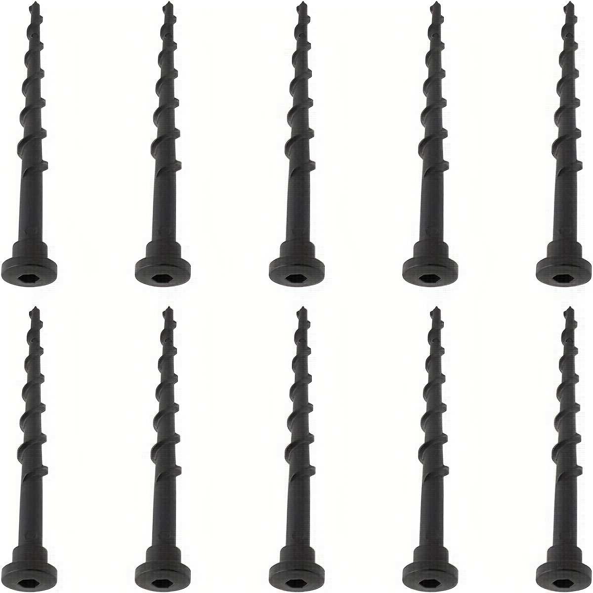 E-shop 10 Stück Trimmer-Ladestation-Schrauben, schwarze Rasenzeltpfähle, kompatibel mit 105/305/308 Modellen, lang, sechskant-Gewinde Kunststoffpfähle,