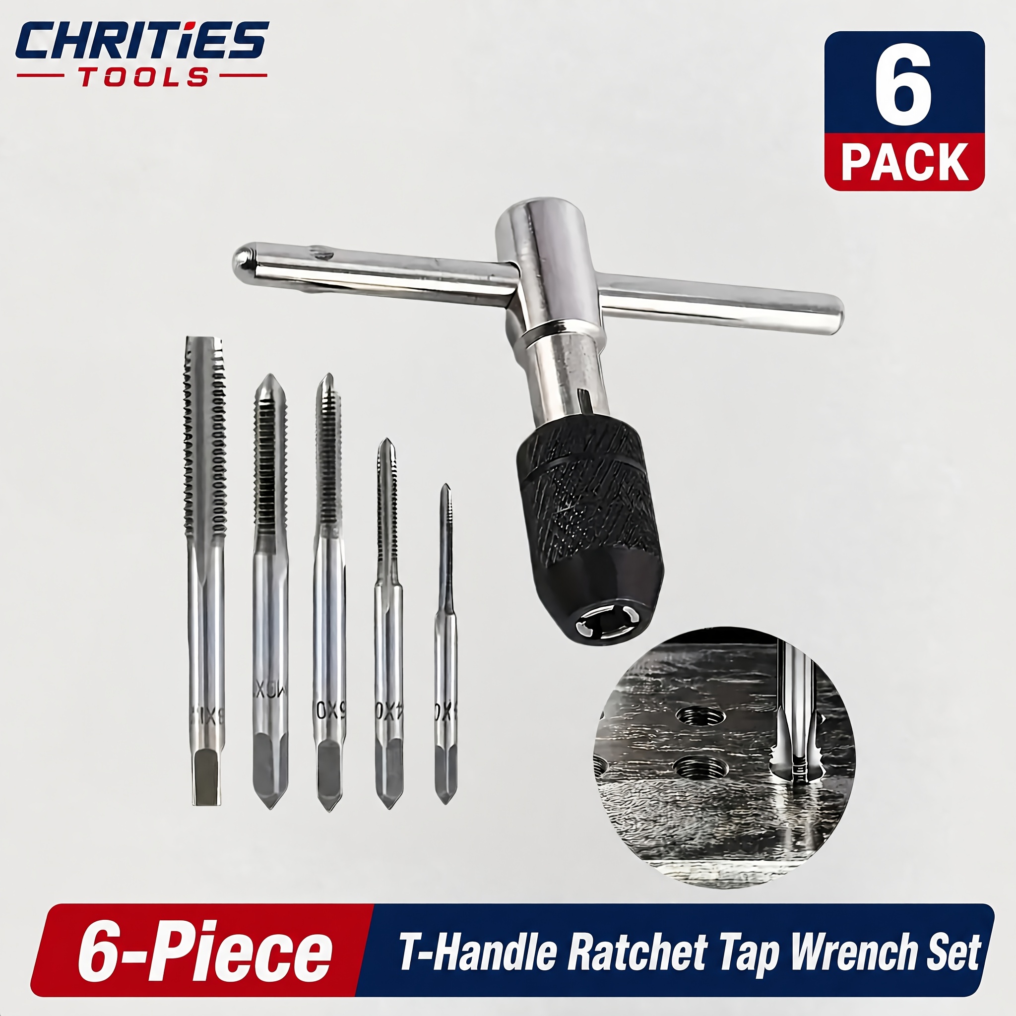 Image of 6pcs Screwdriver And Wrench Set, High-quality T-handle Ratchet, Adjustable M3-m8 Thread, Durable Metal Tool Set, Suitable For And Professional Use, Suitable For Metal, Plastic And Wood