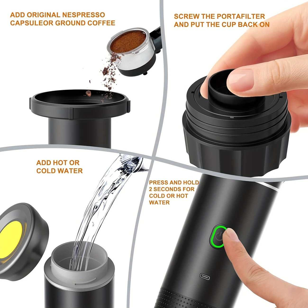 1pc portable coffee maker with 7500mah lithium battery usb charging 3 in 1 travel espresso machine abs material home on the coffee machine modern coffee maker durable coffee maker details 4