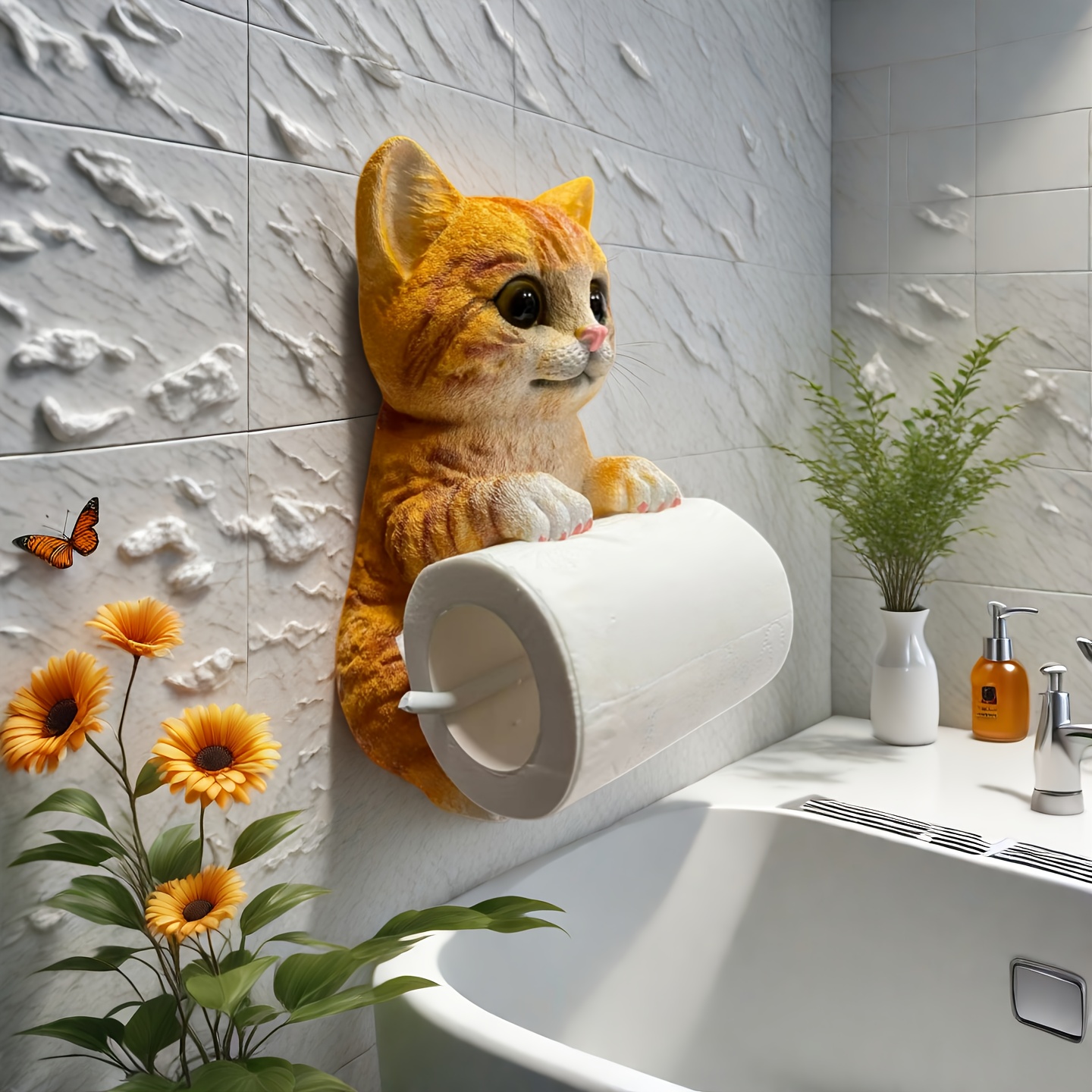 cat shaped tissue holder bathroom aesthetic cute things     of    