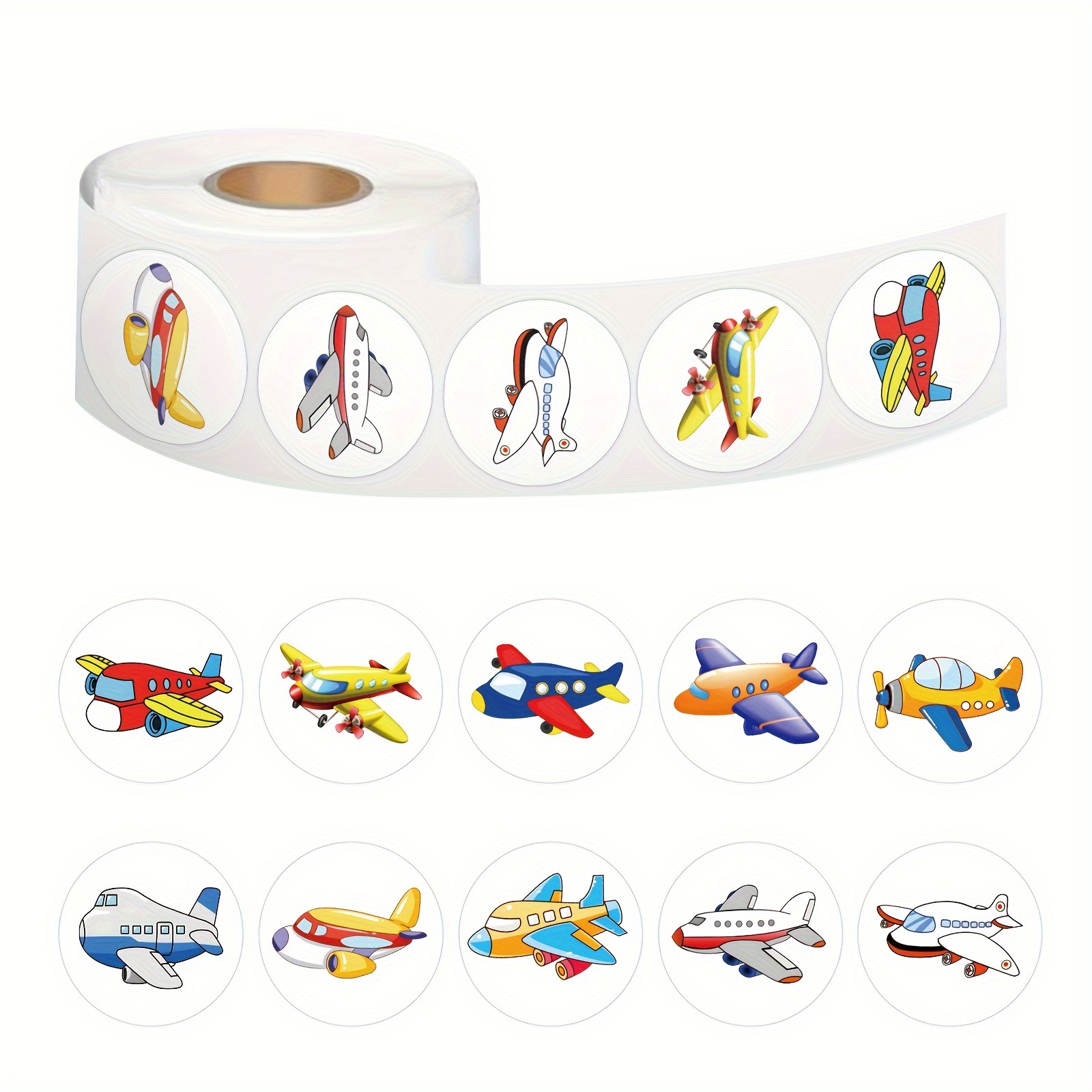 

500pcs Round Airplane Stickers - Birthday Gifts, & Party Decorations