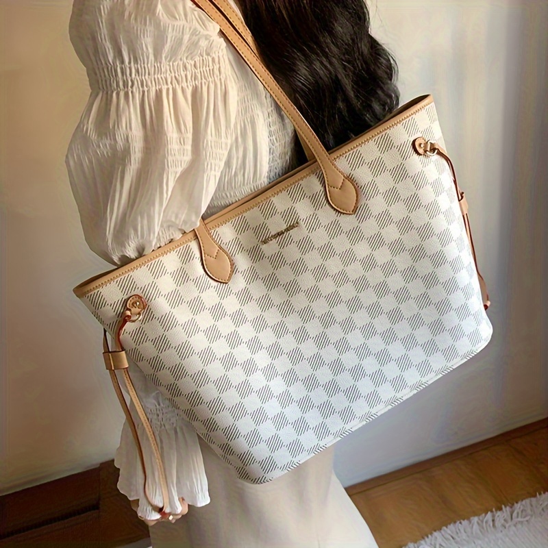 

Trendy Plaid Pattern Tote Bag For Women With A Large Capacity For Commuter