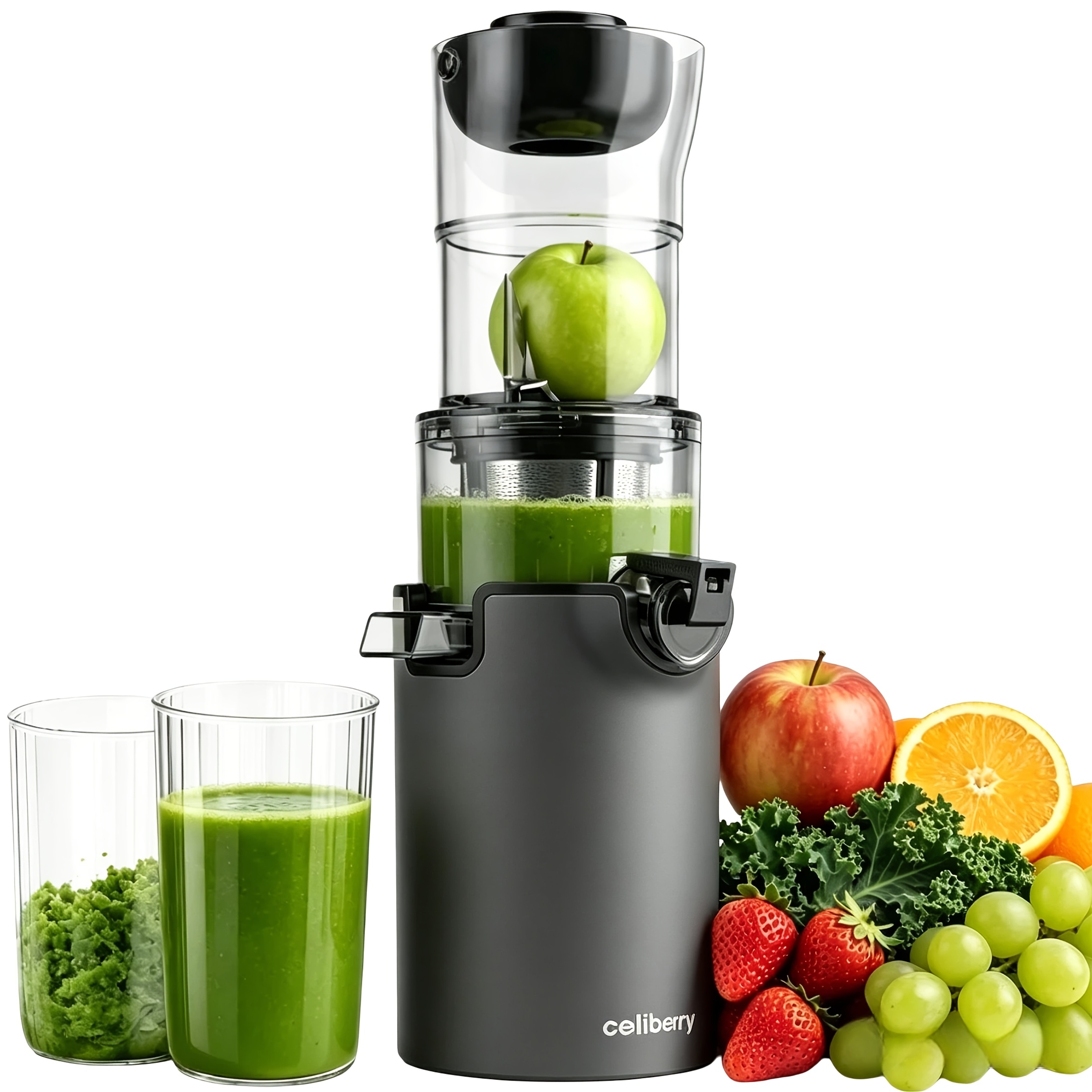TEMU Extracteur de Jus Compact à Froid, Grande Ouverture d'Alimentation, Masticateur , Moteur Silencieux 250W Économiseur d'Espace, Élevé de 98% pour