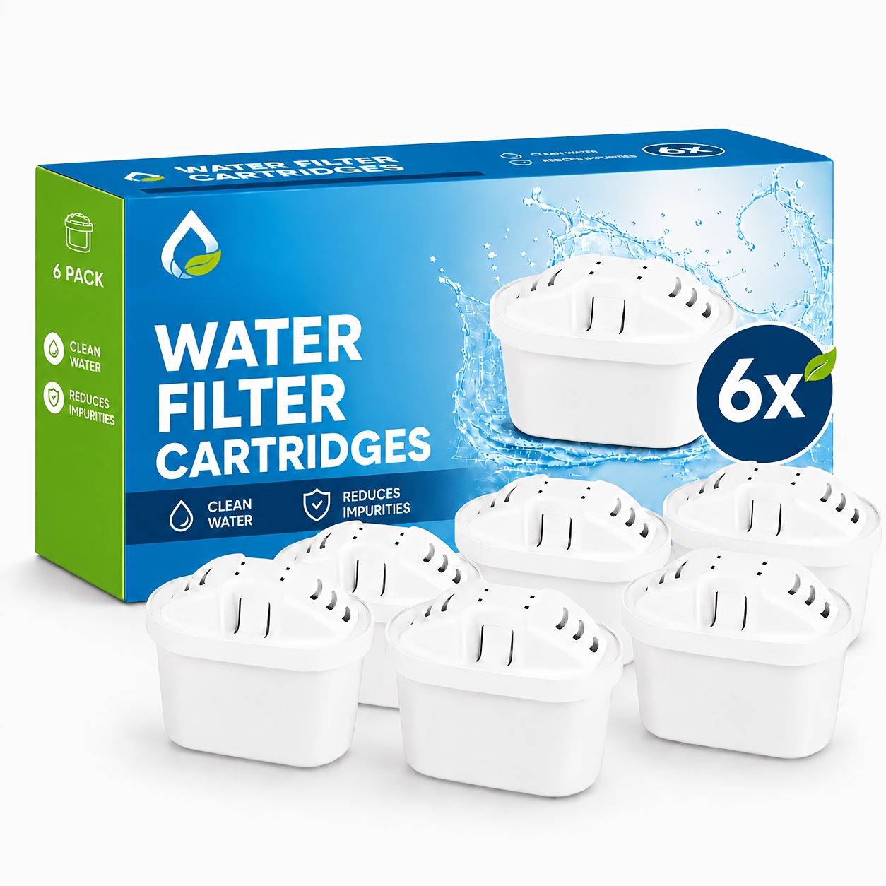 Image of 6-pack Water Suitable For Bta Water Filter Jug, Replacement For Bta Pro -1, Suitable For Water Filter Jugs Kettles - Reduction Of In The Water