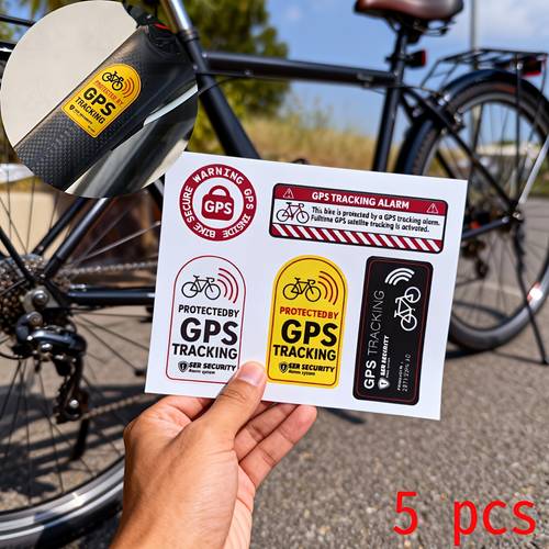 5 stk. universelle, langlebige warnaufkleber für fahrräder/elektrofahrräder/motorräder, mit gps-buchstaben, gut warnung, dekoratives fahrradzubehör, unverzichtbar für das fahren im freien, warnaufkleber