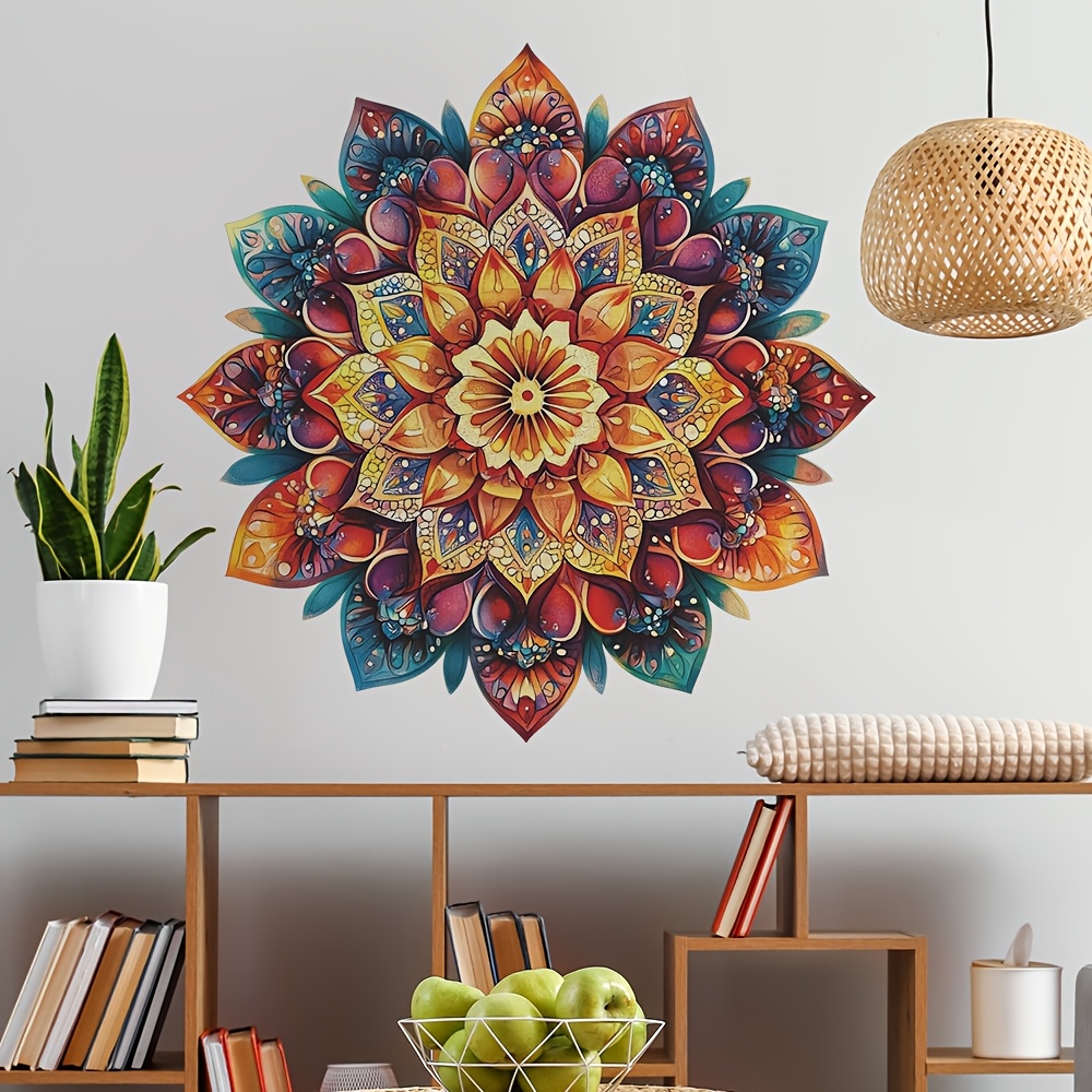 

Vinyl Mandala Wall Decal - Flower And Lotus Yoga Wall Art Transfer Paper, Removable Headboard And Window Decor For Home And Office