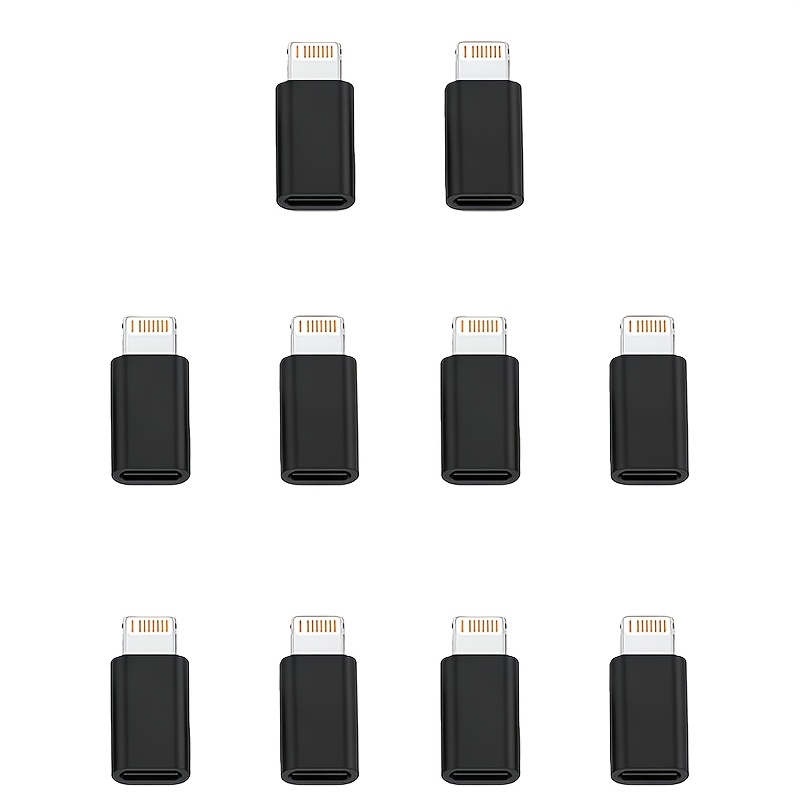TEMU 10 adaptateurs USB-C vers Lightning, convertisseur de charge et de transfert de données Lightning vers Type-C pour iPhone 14/13/12/11/X, iPad,