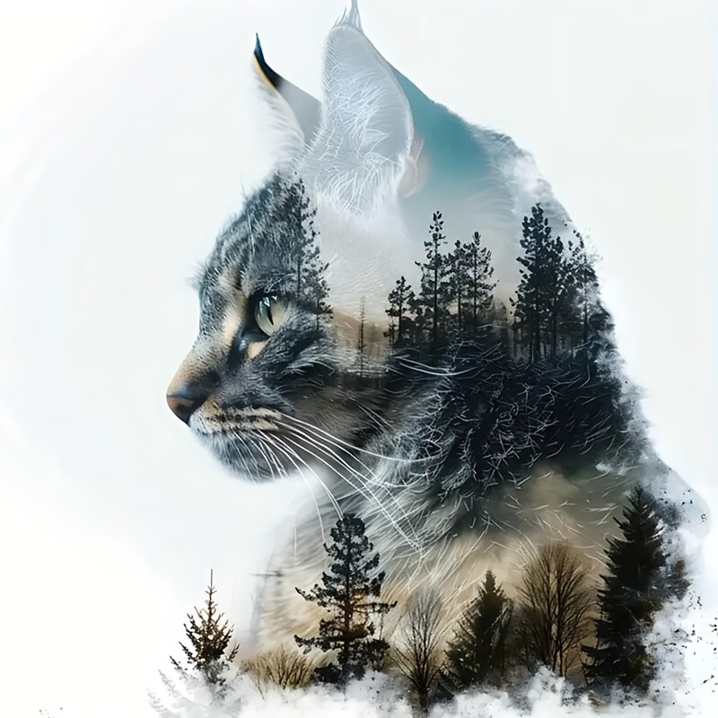 

Cat & Mountain Landscape Vinyl Decal - Glittering Cartoon Animal Sticker For Car, Laptop, Phone, Window, Wall - Self-adhesive, , Single Use - Fits Glass, Metal, Ceramic