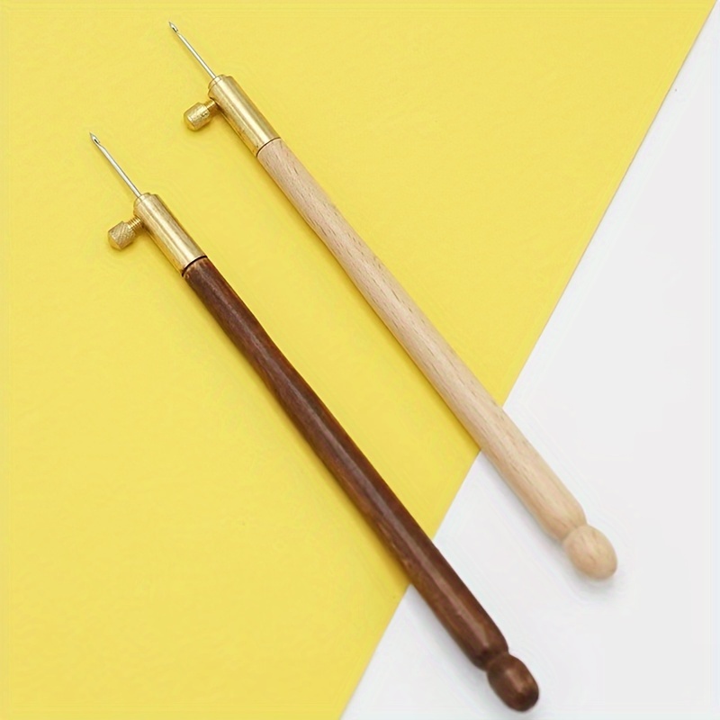 Wooden Handle French Reverse Embroidery Crochet Hook Set