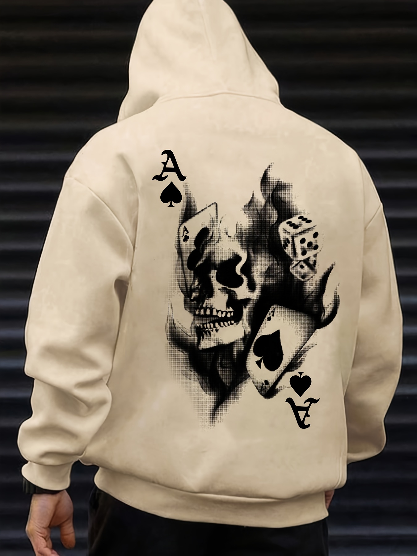 herren casual hoodie totenkopf kartenspiel druck weiche Temu Germany
