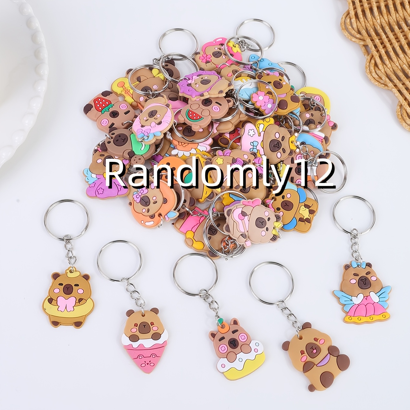 Image of 12/19/29pcs Cross-border Diy Random Style Anime Keychains, Mixed Style Women's Keychains, Key Accessories, Flat Keychains, Irregular Mixed Styles