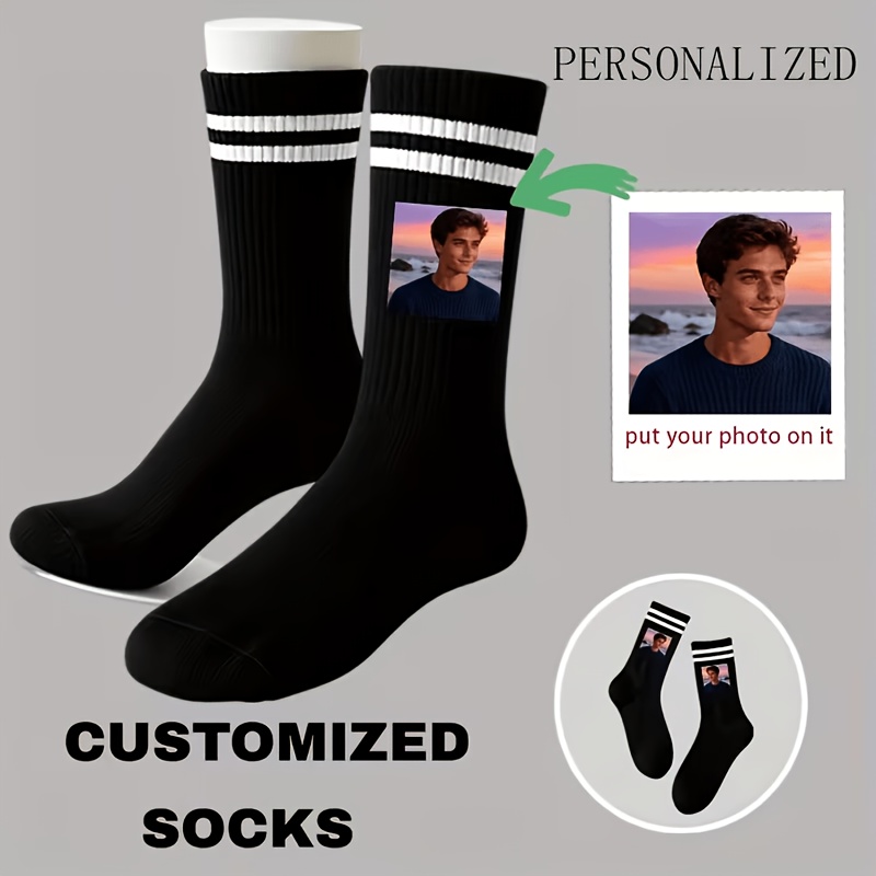 TEMU Personalisiertes Socken-Set mit Ihrem eigenen Bild: Laden Sie ein Foto Ihres Gesichts oder ein beliebiges Bild hoch, speziell für Paare