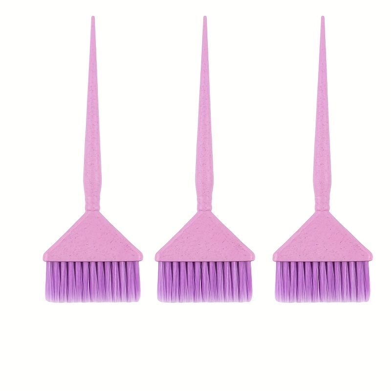 TEMU 3pcs Large Salon Brushes - Professional Parisian Hair With Anti-slip Handle & Soft Nylon Bristles For Dye Application, Essential For Salon