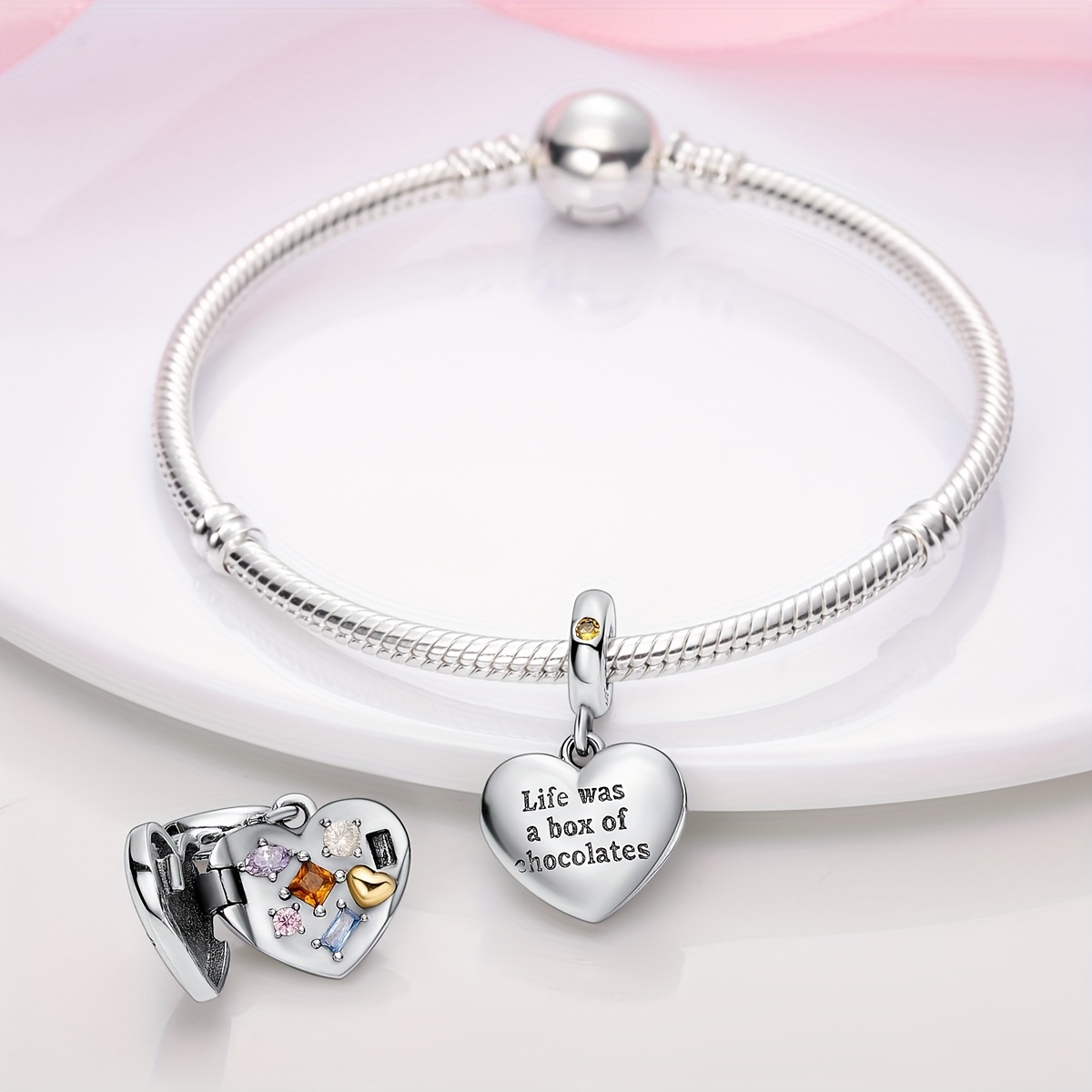 925 Sterling Silver Chocolate Box Charm Pendant