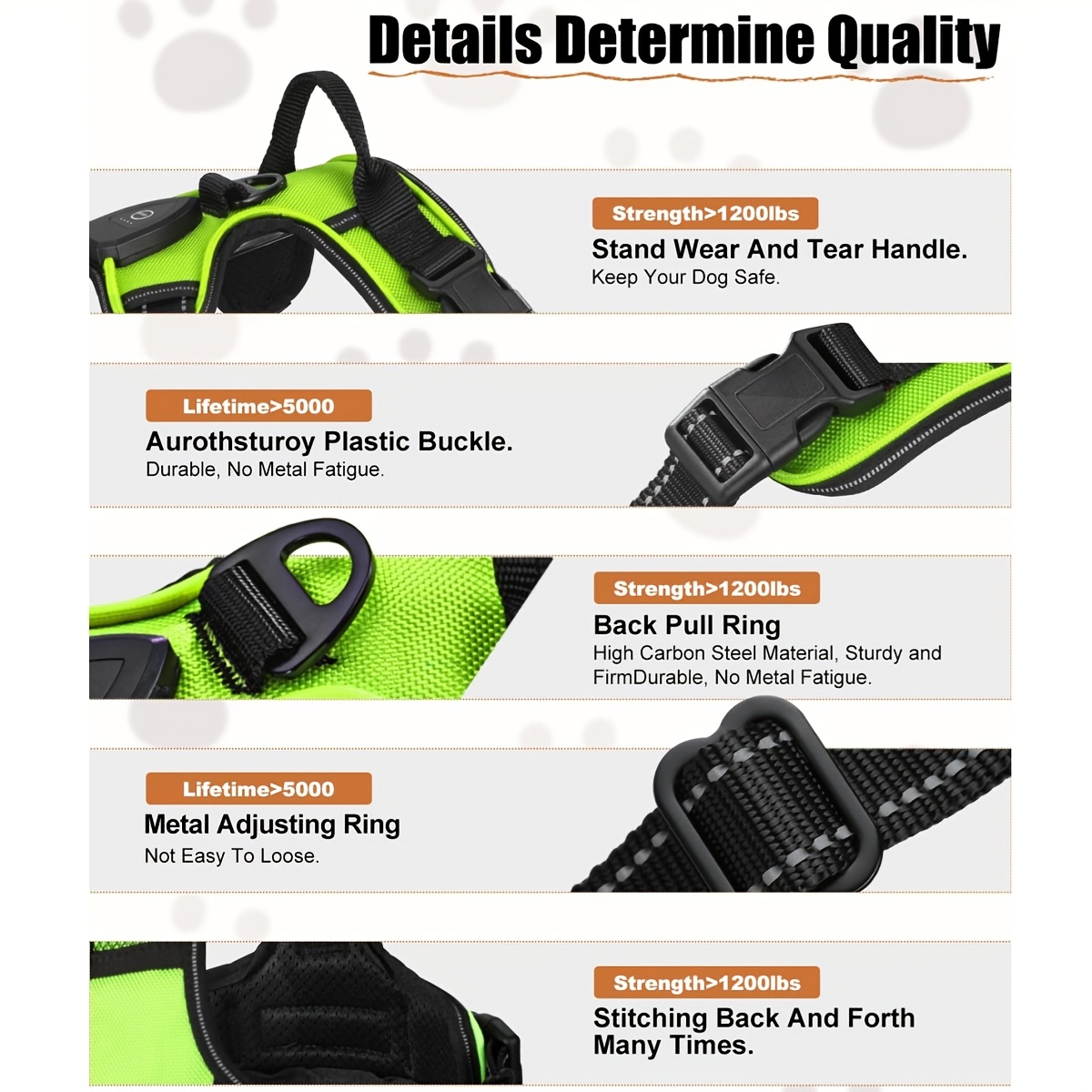 Light Up Dog Harness with LED Flashing Warning System - Rechargeable Suitable for Night Walking, 3 Lighting Modes & Flashing Alert, Oxford Cloth Harness for Low-Light Visibility, Machine Washable for Pet Travel and Nighttime