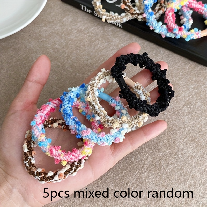 5pcs random color sweet candy color small hair tie - Temu  display picture 1
