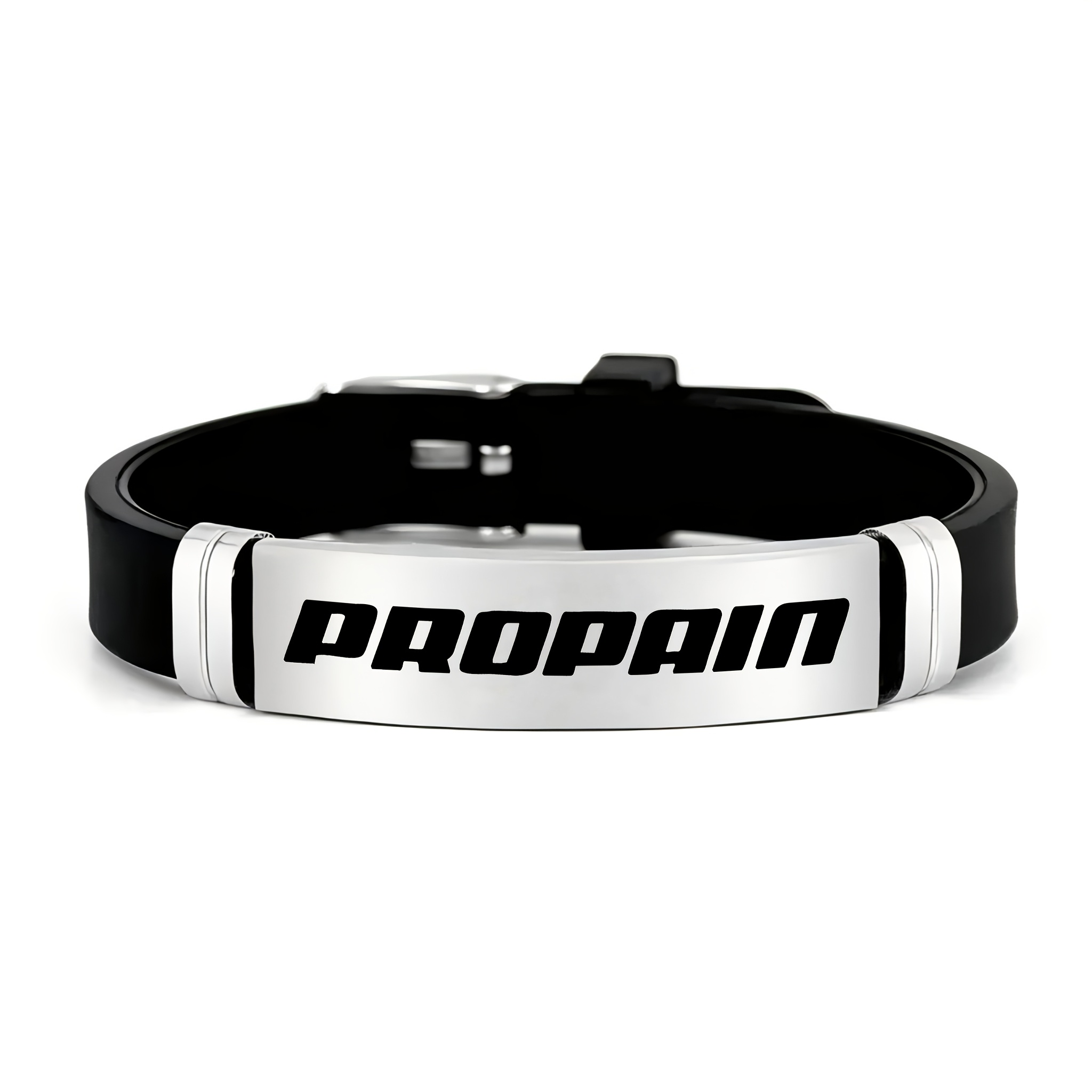 TEMU Text Design Additions, 202 202 Stainless Steel And Silicone Bracelets For Gym And Everyday Streetwear, Featuring A Letter Design - Casual And