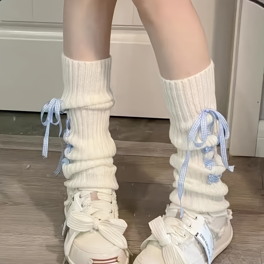 Knitted Leg Warmers For Girls, Solid Color Warm Leg Cuffs, Fashionable, For Teenager