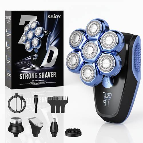 electric head shaver for 2025 7d magnetic detachable head shaver wet charging with led display grooming kit travel lock