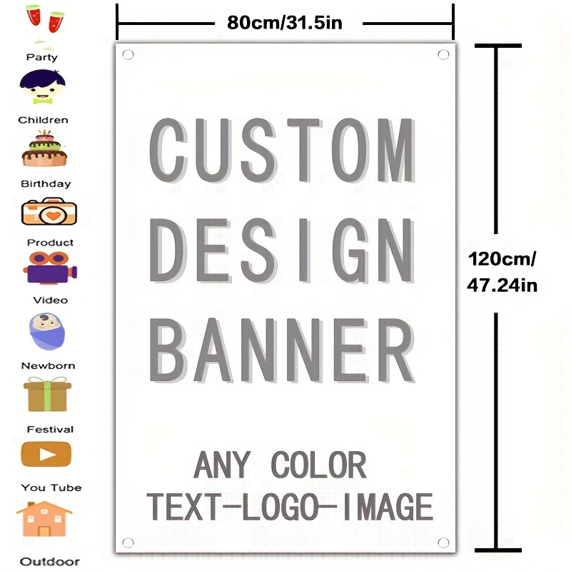 TEMU 1 Custom Vertical Flag - Personalized With Characters/logo/picture/pet Banner, Multiple Sizes , Suitable For Events, Business, Birthday