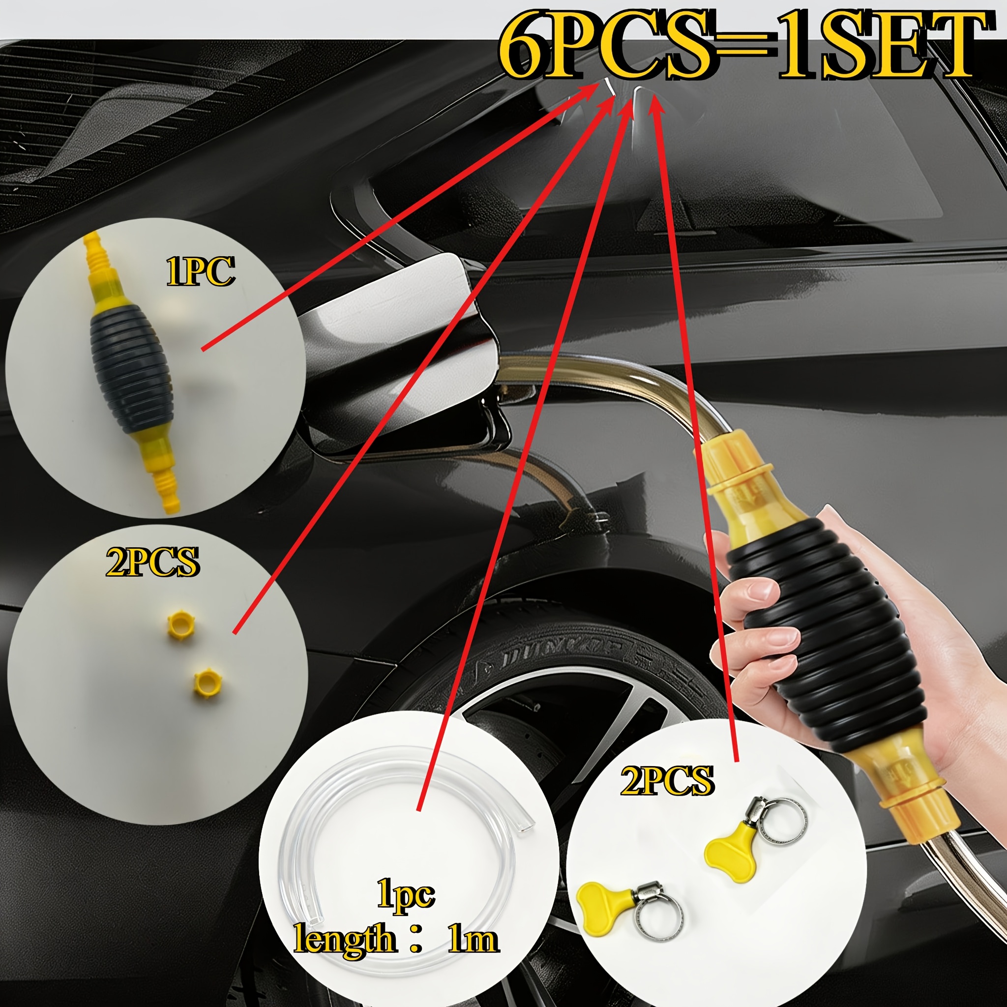 TEMU Manual Oil Transfer Pump, Hand Siphon Fuel Transfer Pump, Hand-crank Fuel Pump, Portable Manual Liquid Transfer Pump, Equipped With Leak-proof