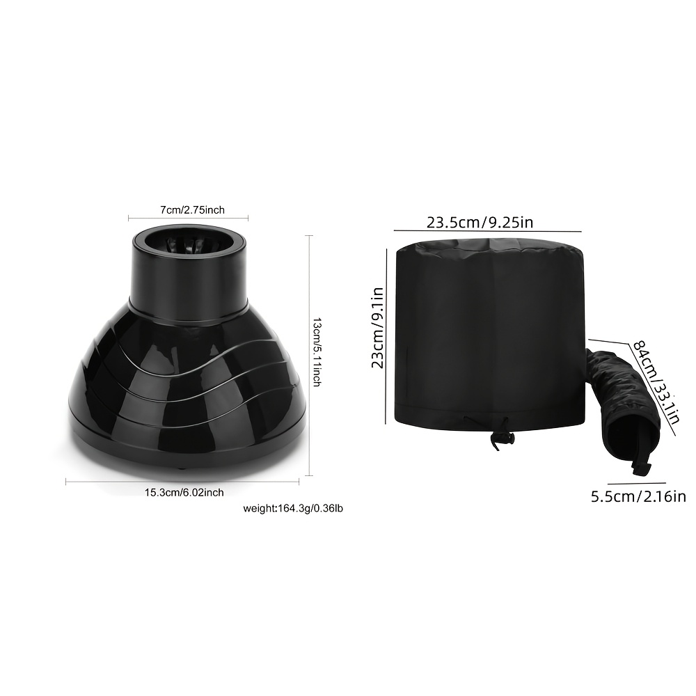Universal Curling Diffuser & Hands-Free Drying Cap Hair Dryer Set