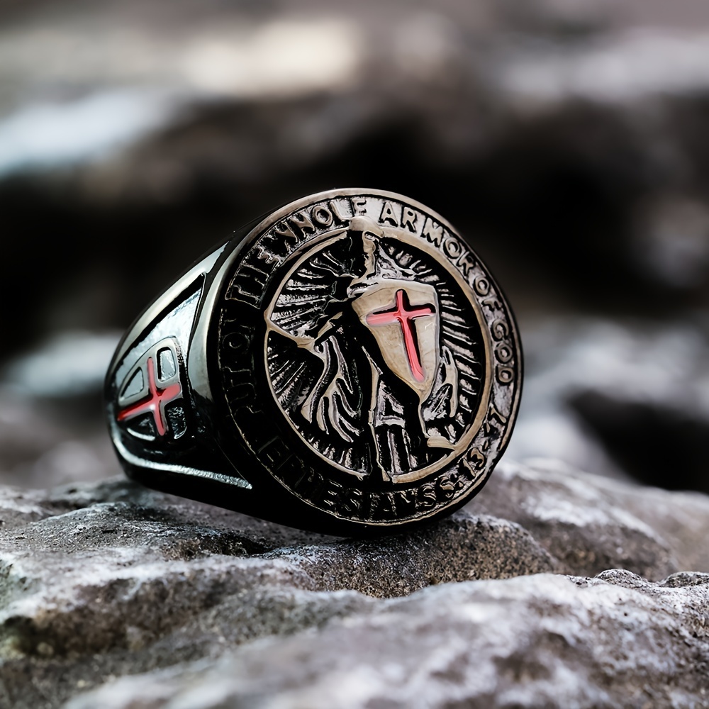 Retro Stainless Steel Shield Ring For Men
