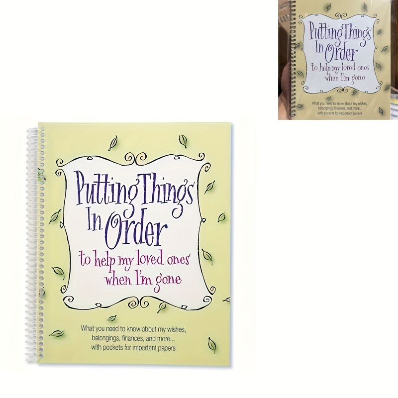 

1pc "putting Things In Order" Personal Planner Notebook - Essential For Adults, Yellow With White , Organizational Tool For Documents & Reminders