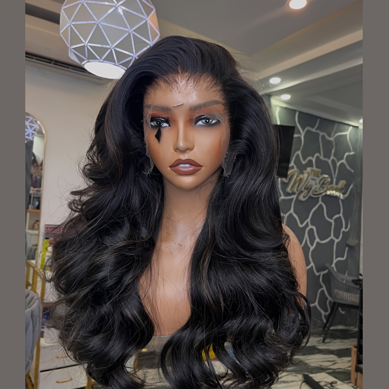 TEMU 13x4 Hd Lace Glueless Wig Black Wigs Body Wave Curly Wave Lace Front Wig Black Lace Front Wig Glueless Density Wigs Wigs For Fashion Women Party
