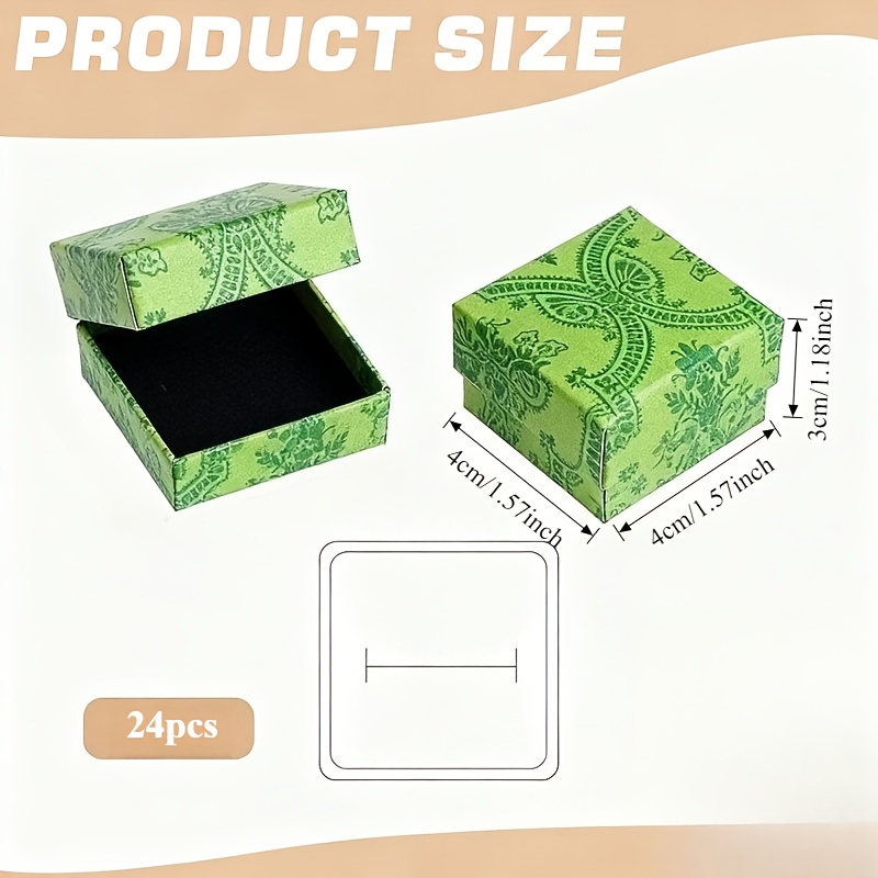 24pcs Elegant Green Ring Gift Box Set, Lightweight