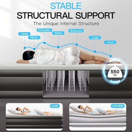 2025 16in air mattress with built in pump luxury blow up mattress durable inflatable mattress suitable for a friend and camping easy to clean