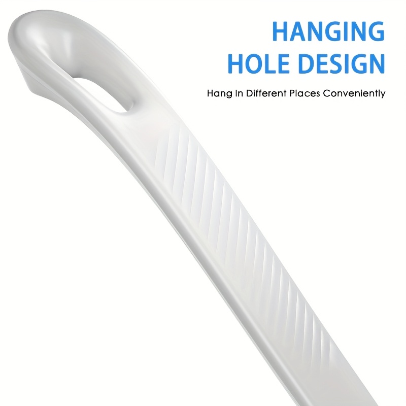 long handled cleaning shower brush with soft and hard bristles   and   brush surface back frosted body exfoliator suitable for wet or dry brushing white Product details 4