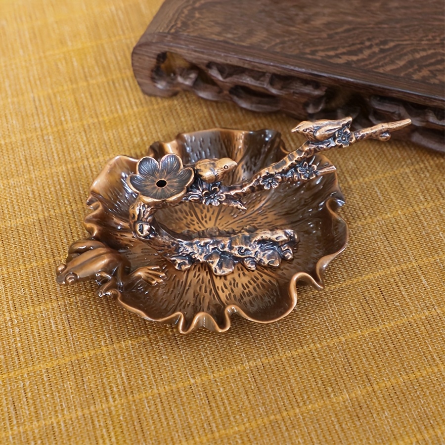 TEMU A Metal Incense Holder Shaped Like A Plum Branch With A , Featuring A Creative Reflux Cone Incense Holder, Serving As A Decorative Ornament