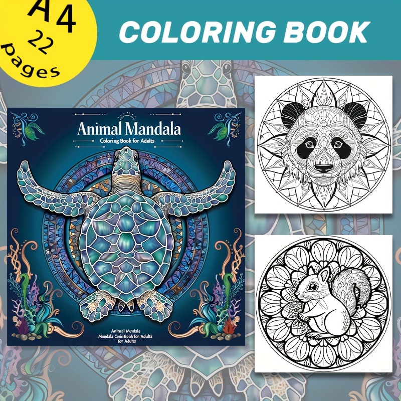 Image of (innovative, Upgraded, Paper Thickened 22 Pages) 1pc Coloring Book Of Animal Mandala Art Fun And Relaxing Coloring Book Holiday Birthday Party Gift