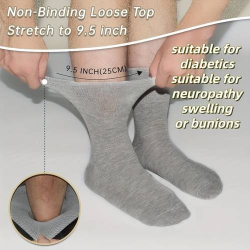 6 pairs of diabetic socks seamless toe elastic cuffs non binding top extra loose and breathable socks ideal gift for the elderly suitable for men and women