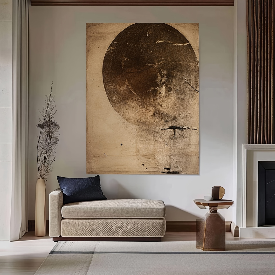 Mhemyo Hand-Painted Abstract Brown Textured Canvas Wall Art - Minimalist Neutral Brown Hand-Painted Suitable for Modern Farmhouse,, Scandinavian Decor - Textured, Warm Brown Tones, Versatile Neutral Palette