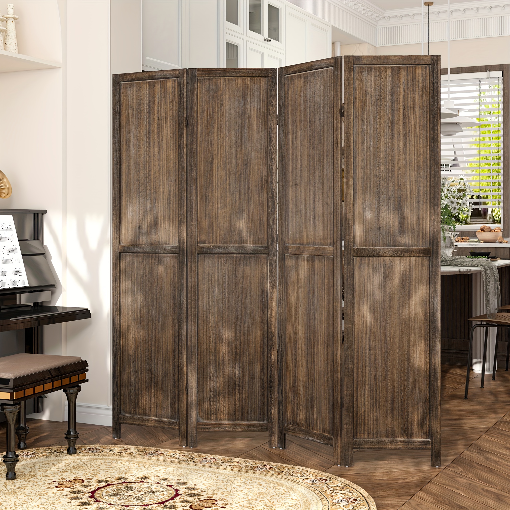 4/6 Panels Room Divider Screen - 360° Adjustable Folding Panels, 91
