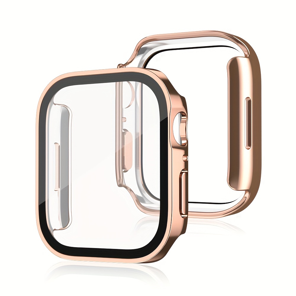 

Waterproof Protective Case With Electroplating, Compatible With Watch 45mm, 41mm, 44mm, 40mm. The Straight-edged Tempered Film Protective Cover Is Suitable For Iwatch9/8/7/6/5/4/3/se.