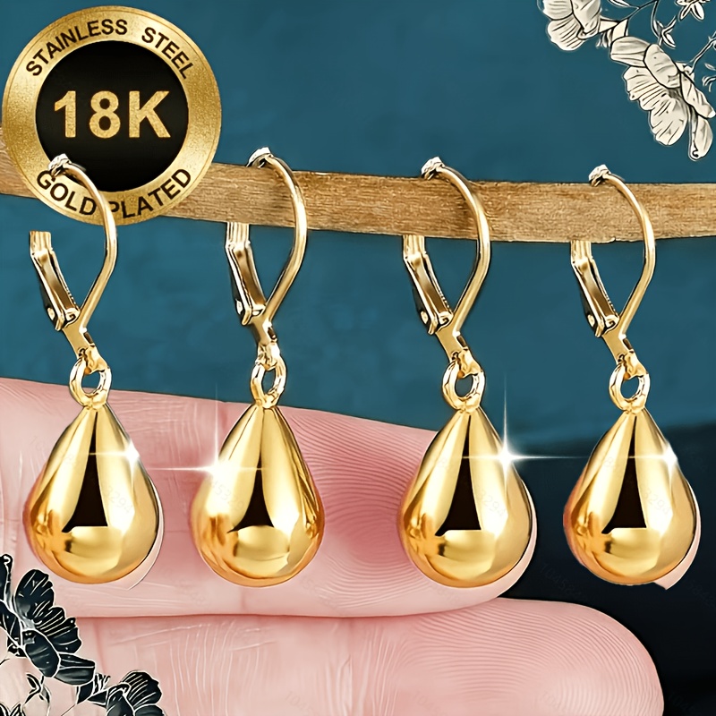 TEMU High-quality 18k Golden Plated Elegant Earrings, Versatile Jewelry, For Daily Wear And Parties, Birthday And Valentine's Day Gifts