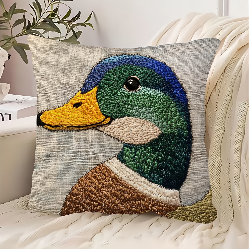 

1pc, Two-sided Printing Super Soft Short Plush Throw Pillow (without Embroidery) 18x18 Inch, Duck, Soft Case For Couch Sofa Bed Bedroom Car Living Room, No Pillow