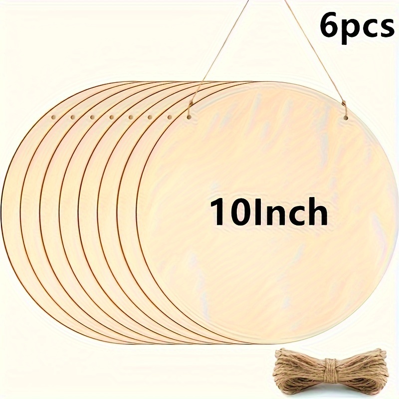 

[top-] 6pcs 10- Unfinished Wooden For Diy Crafts - For Christmas & Decorations, Round Wood Slices Hanging For Display