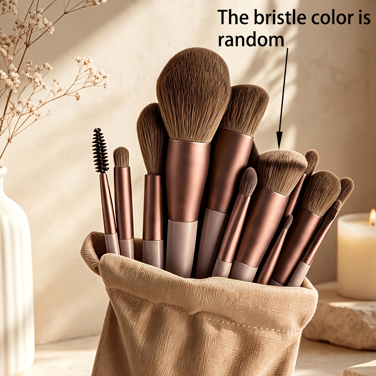 TEMU 12pcs Sett Makeup Brush Set, Including Eye Shadow Brush, Foundation Brush, Bb Cream Brush And Concealer Brush. A Soft And Versatile Makeup Tool